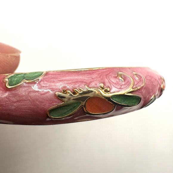 Pink Green Cloisonné Bracelet Jewelry Mark Enamel Preppy Statement Bangle - Picture 7 of 9
